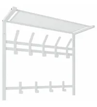 Вешалка настенная с полкой 2 яруса "Торонто-22", 585х670х270 мм, 9 крючков, металл, белая, ВСПТ22 Б